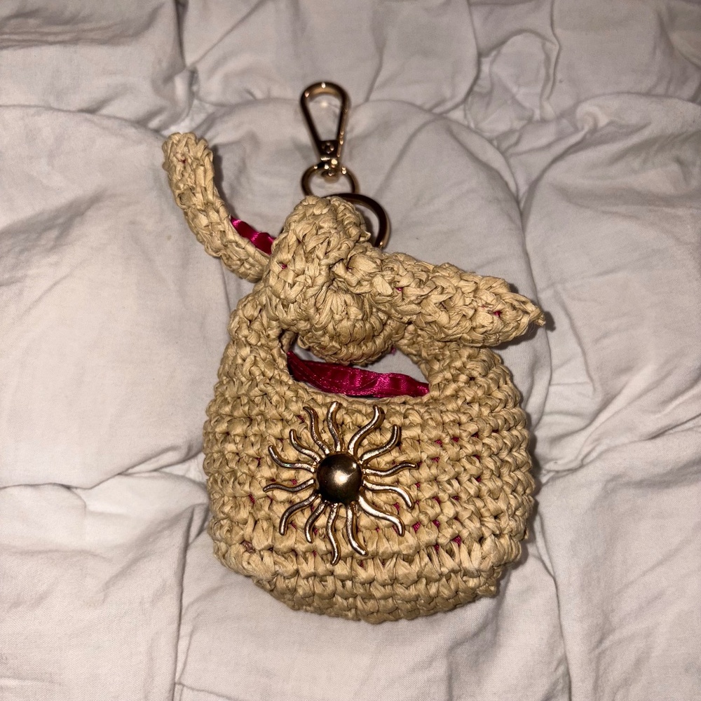 Free People Celestial Sun Crochet Pouch Bag Charm